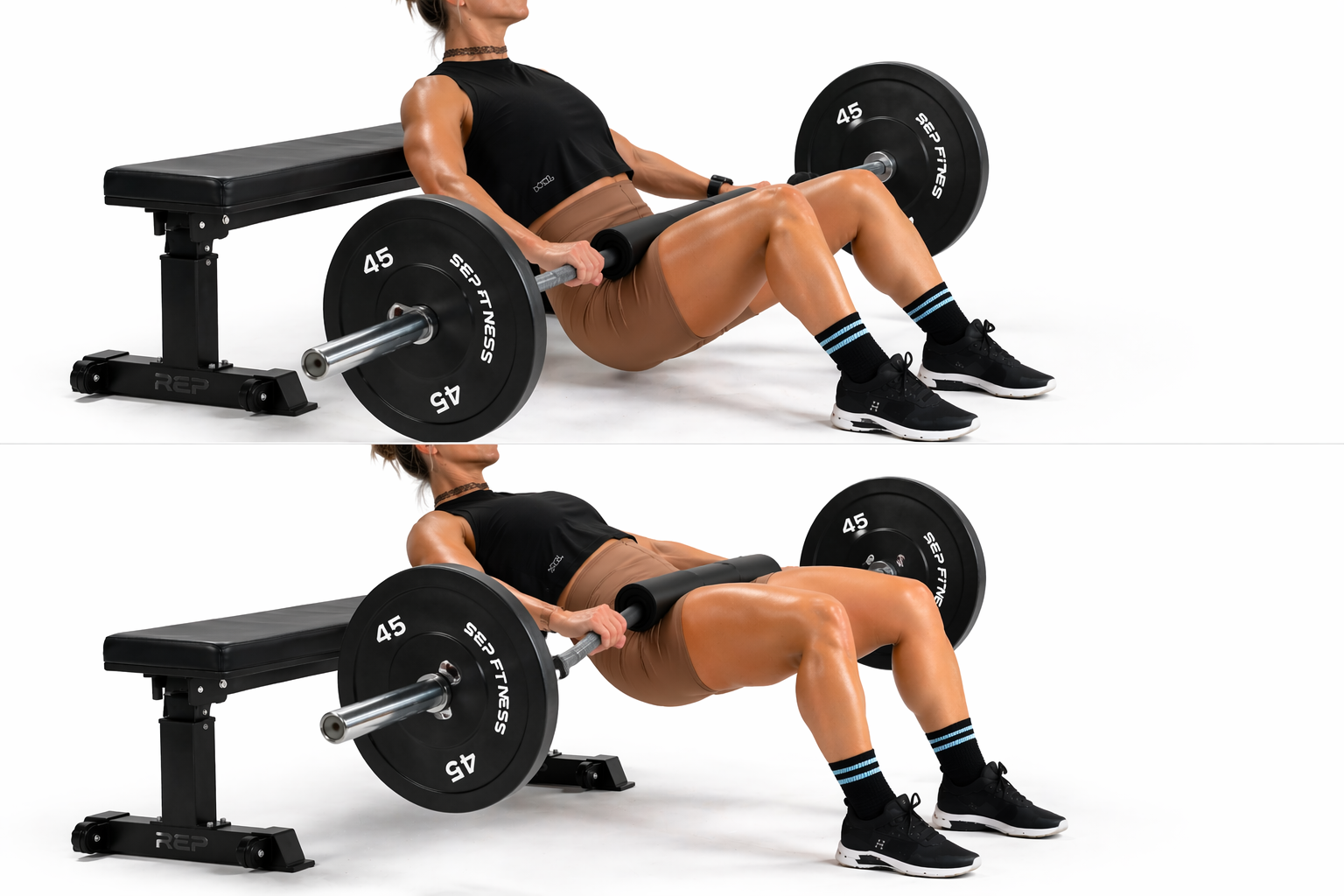 Barbell hip thrust demonstration